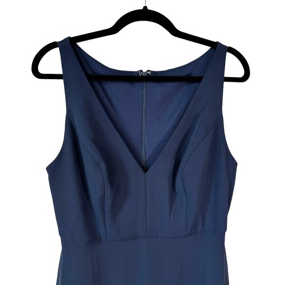 After Six New Women's 1549 Deep V Neck Chiffon Maxi Dress Midnight Navy Size 10R - Picture 5 of 10